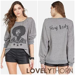 LAUREN MOSHI // ltd ed jimi hendrix foxy lady distressed pullover sweatshirt